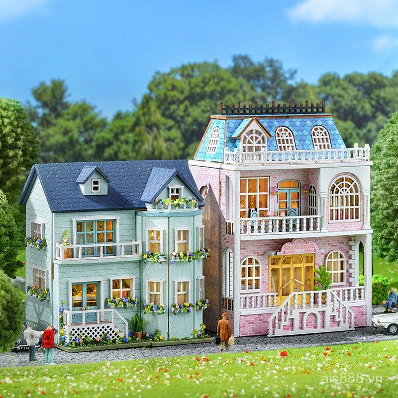 0TJC [New Products in Stock]Smart House diy Miniature Wooden House Series: Handmade, Openable Small 