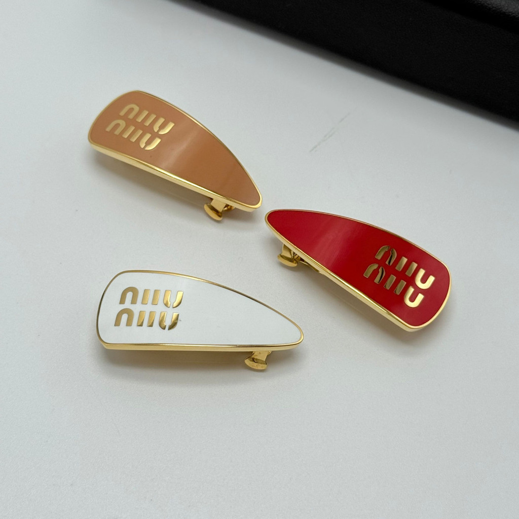 ZK6O MM Miu Miu's House  Spring and summer colorful enamel letter drop-shaped hair clip, fashion cel