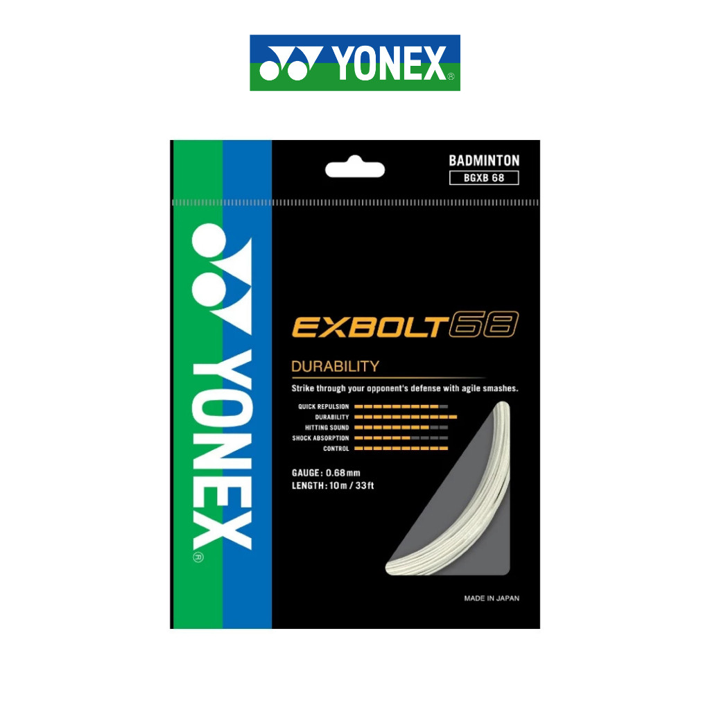 Dây cầu lông YONEX EXBOLT 68 Kích thước sợi bện 0,68 Mm. Sản xuất tại Nhật Bản Kiểm soát độ bền cao 