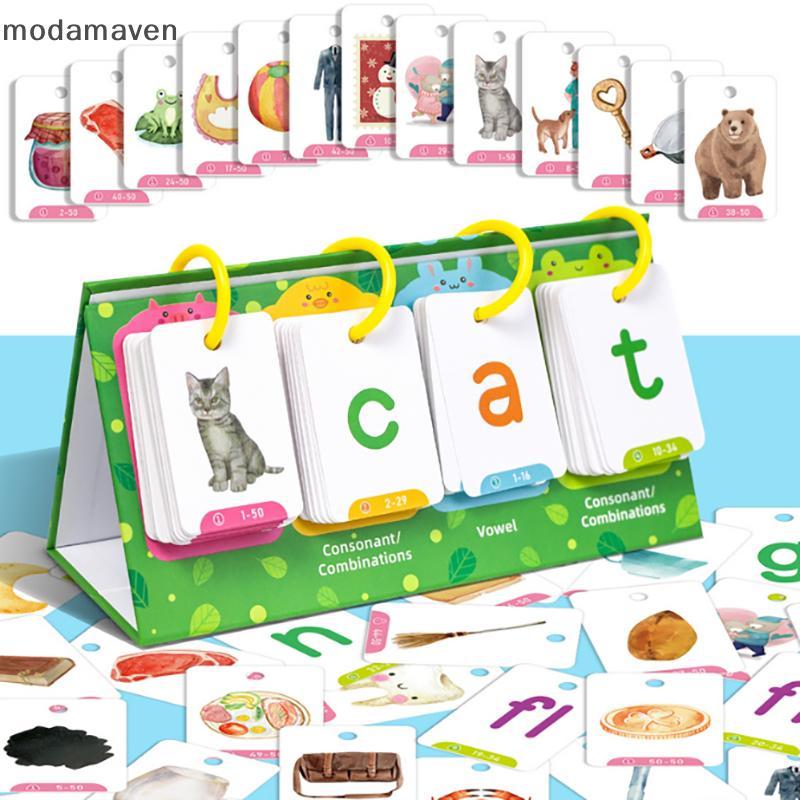 [MD] Kids CVC Words Flashcards Phonics Flip Chart Word Builder Vision Words Công cụ học tập Hoạt độn
