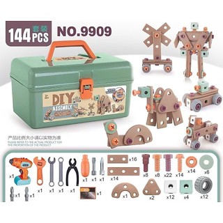 Đồ chơi láp ráp kỹ thuật kỹ sư 144 chi tiết, có máy khoan điện, đồ chơi kỹ thuật sáng tạo cho bé