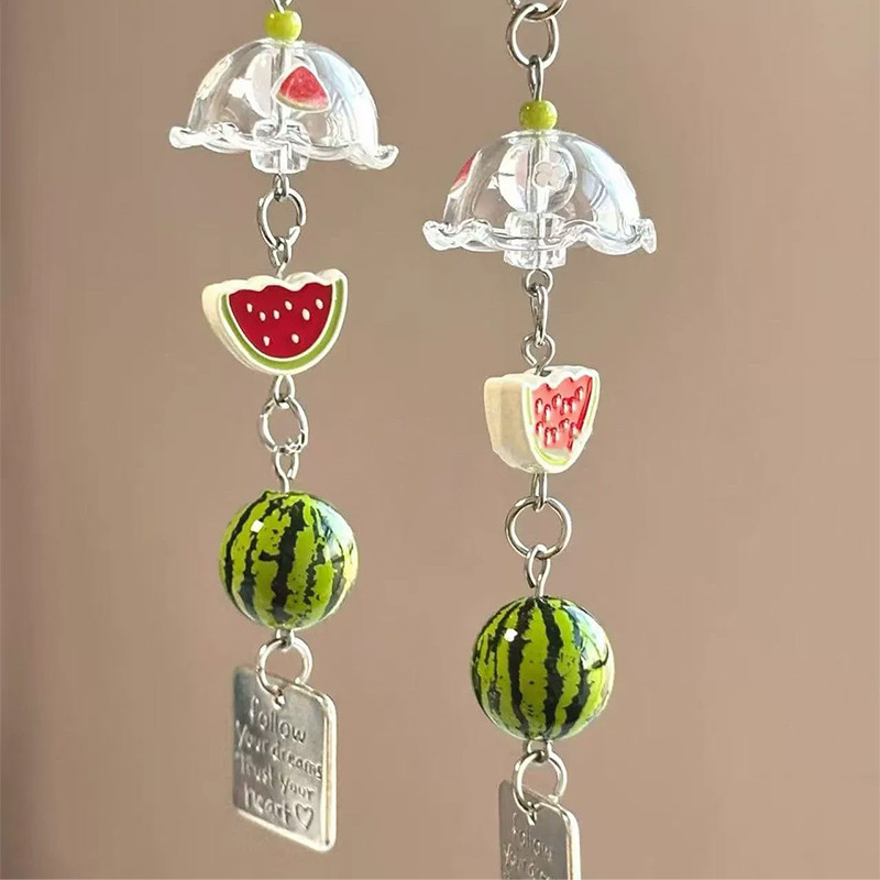 Mặt dây chuyền điện thoại chuông gió dưa hấu mùa hè hình trái tim cho bé gái  túi đựng máy ảnh