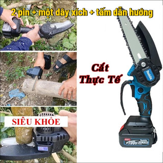 Bộ Máy Cưa Xích PIN Cầm Tay Cưa Gỗ, 2 PIN MAKITA 199V  Hàng Chuẩn Siêu Khỏe Cưa Các Loại Gỗ, Siêu Nhanh
