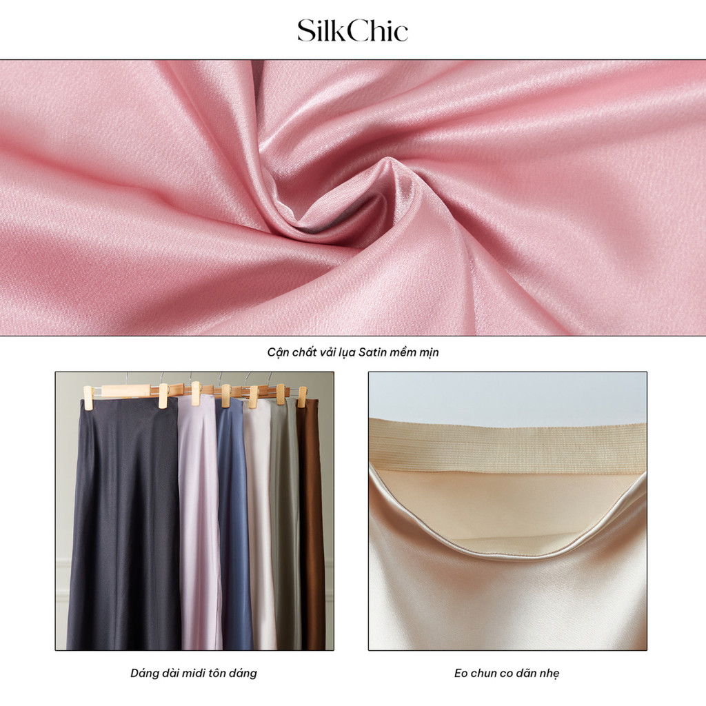 Chân Váy Midi Dáng Dài Chất Liệu Lụa Satin Mềm Mịn SC606 Chân Váy Midi Lụa Đuôi Cá Nhẹ Dáng Dài | BigBuy360 - bigbuy360.vn