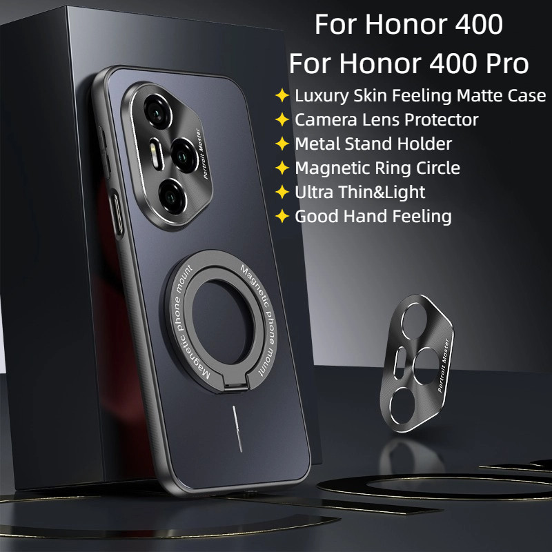 Dành Cho Honor 400 Pro Honor400 Ốp Lưng Da Sang Trọng Cảm Giác Mờ PC Cứng Từ Tính Vỏ Điện Thoại Cho 