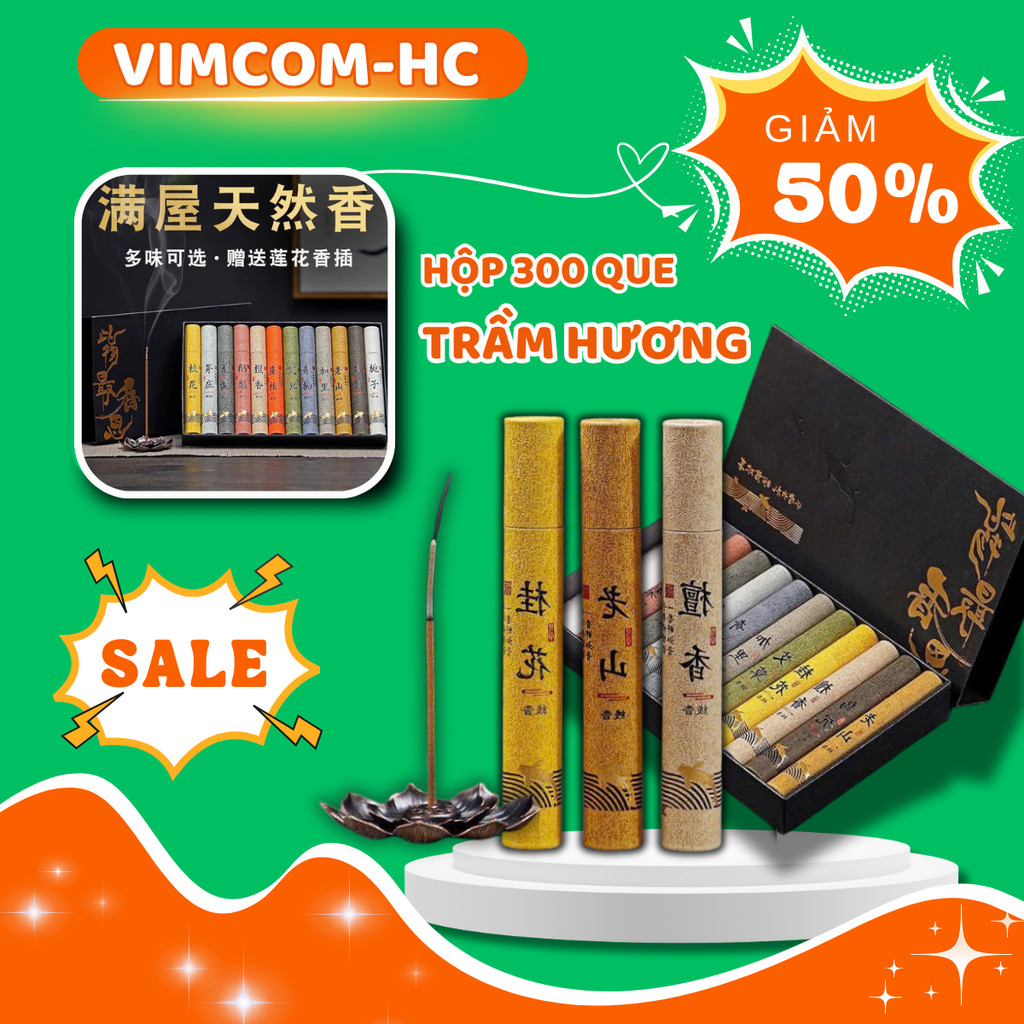 Hộp Nhang Trầm Hương 12 ống 300 que, Nhang không tăm 12 mùi – ít khói, không cay mắt
