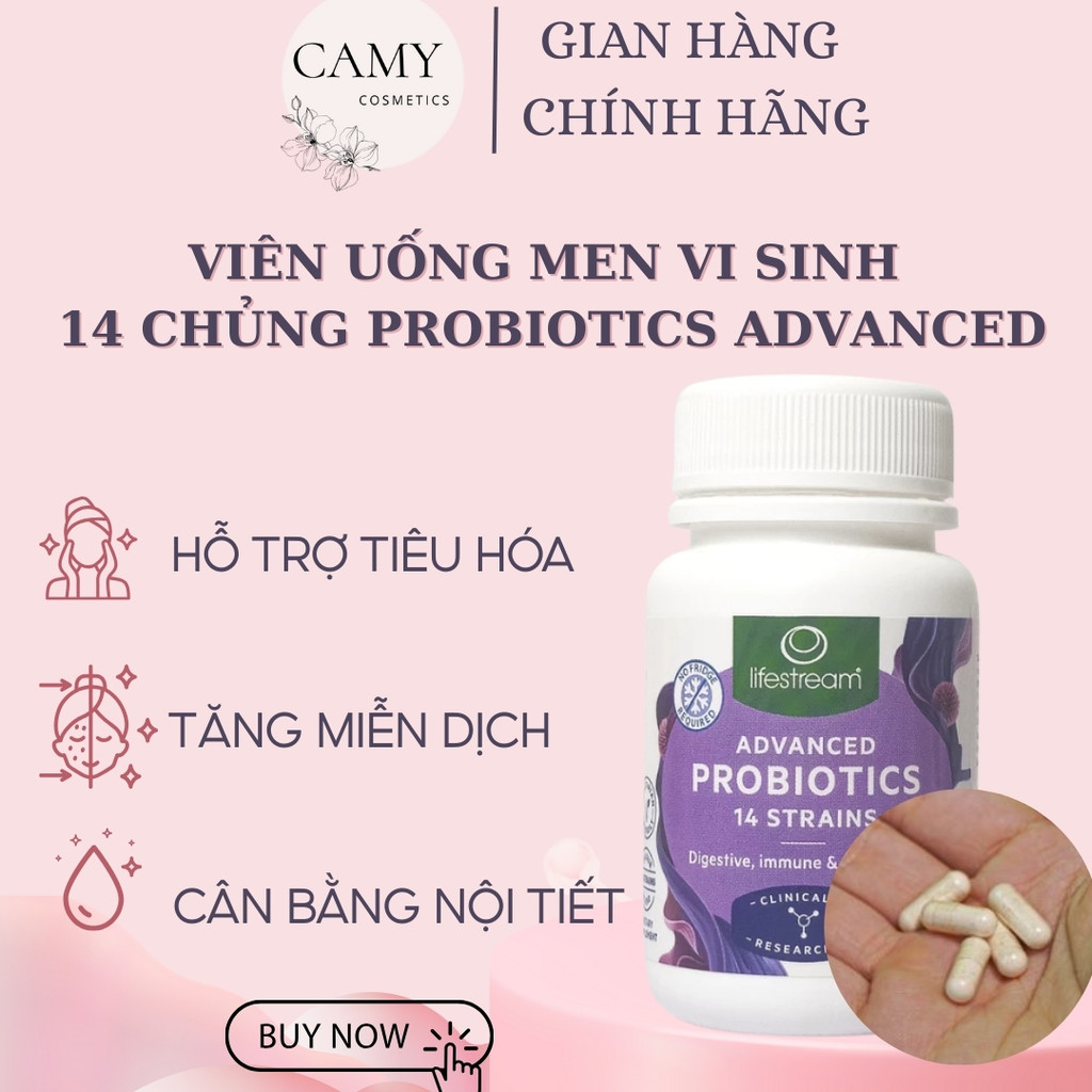 [Công ty] Lifestream Viên Uống Probiotic Men Vi Sinh 14 Chủng  Advanced Probiotics New Zealand 30 vi
