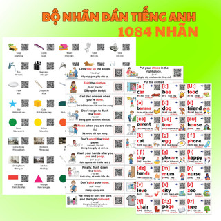   7702  1084 Nhãn dán tiếng anh các tình huống gia đình hàng ngày,công cụ học tập cho trẻ 