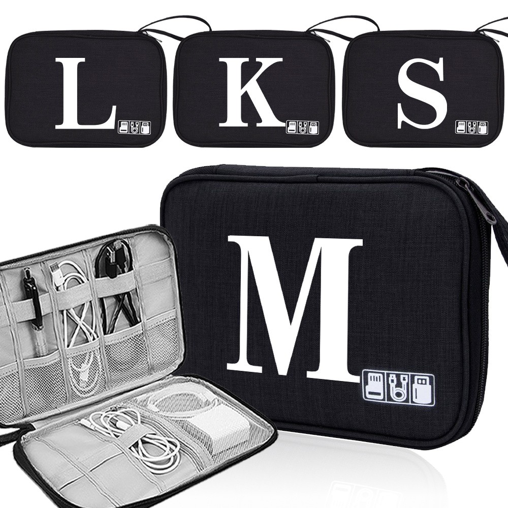 Cable Storage Box Charger Bag Usb Cable Hard Drive Digital Toolkit Multifunctional storage White Pat