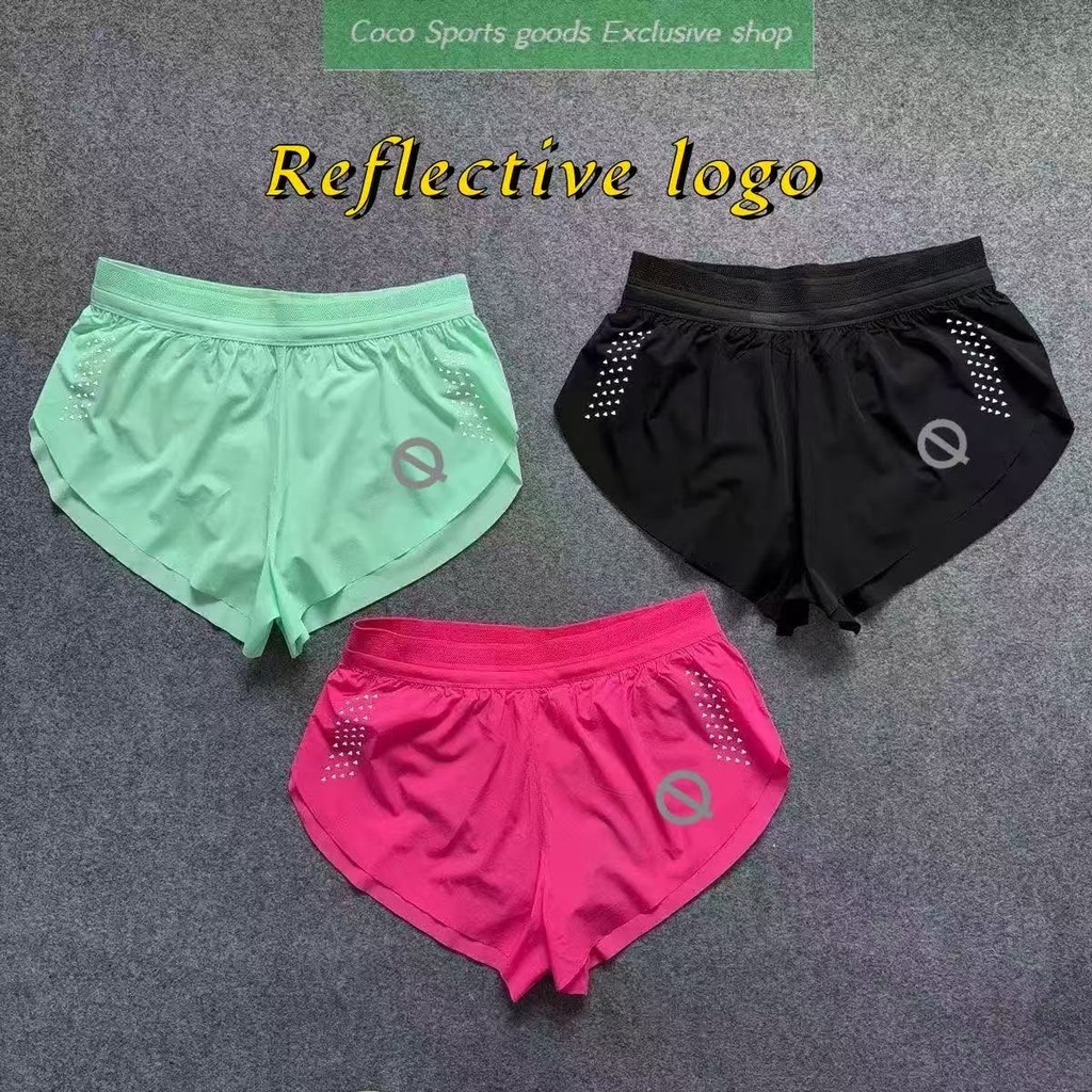 Q Marathon Sports Running Shorts Seamless Adhesive Lining Double-Layer Racing Nude Feel Ultra-Light 