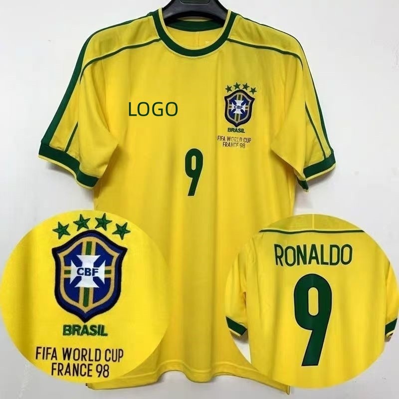 Phiên bản Retro 1998 Áo bóng đá sân nhà Brazil Áo thun nam tay ngắn & & - &