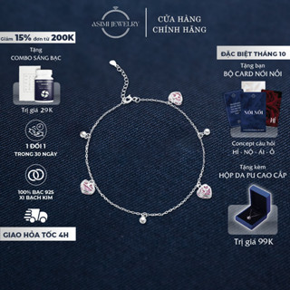 Lắc chân bạc nơ hồng Daisy Asimi, vòng chân bạc Ý S925 dịu dàng trong veo Daisy Róse LC14