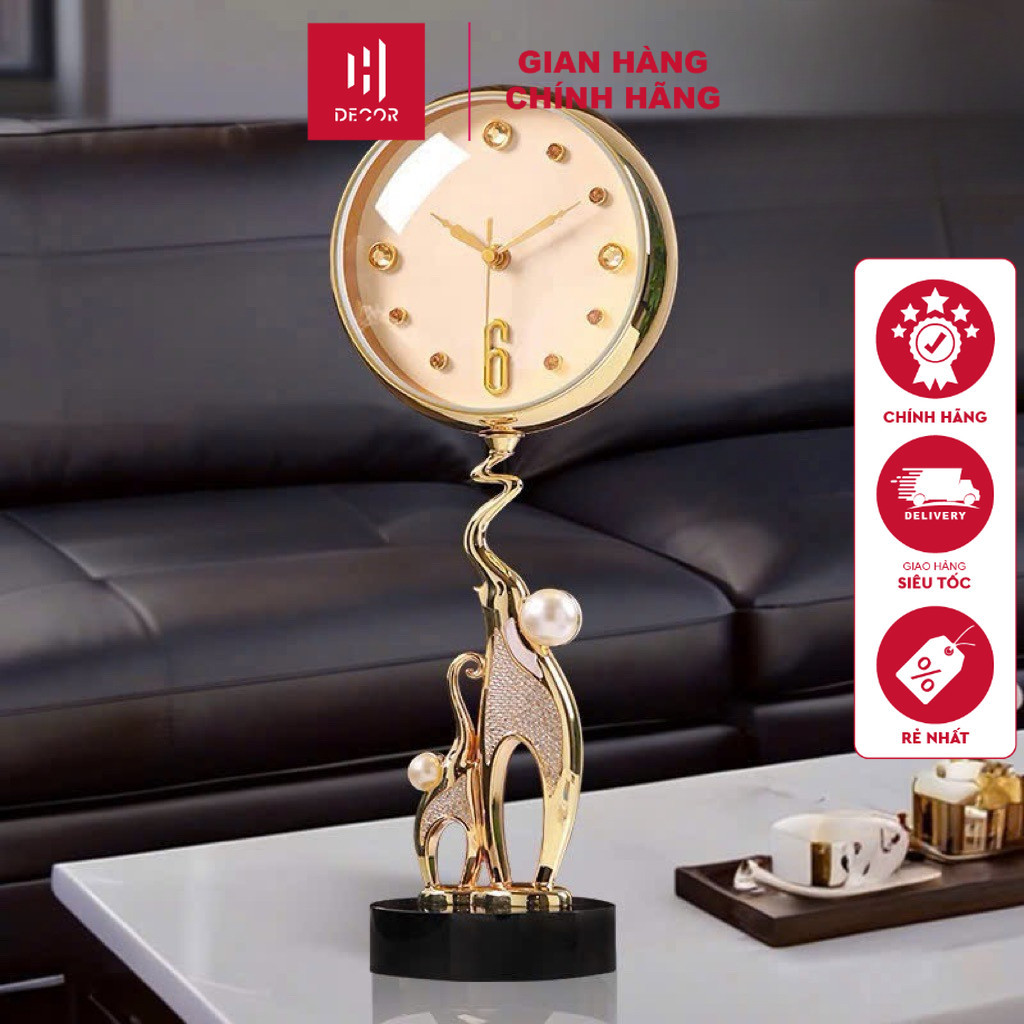 Đồng Hồ Để Bàn Trang Trí Nghệ Thuật Hình Tượng Con Vật, Phong Cách Cổ Điển Sang Trọng - HDECOR