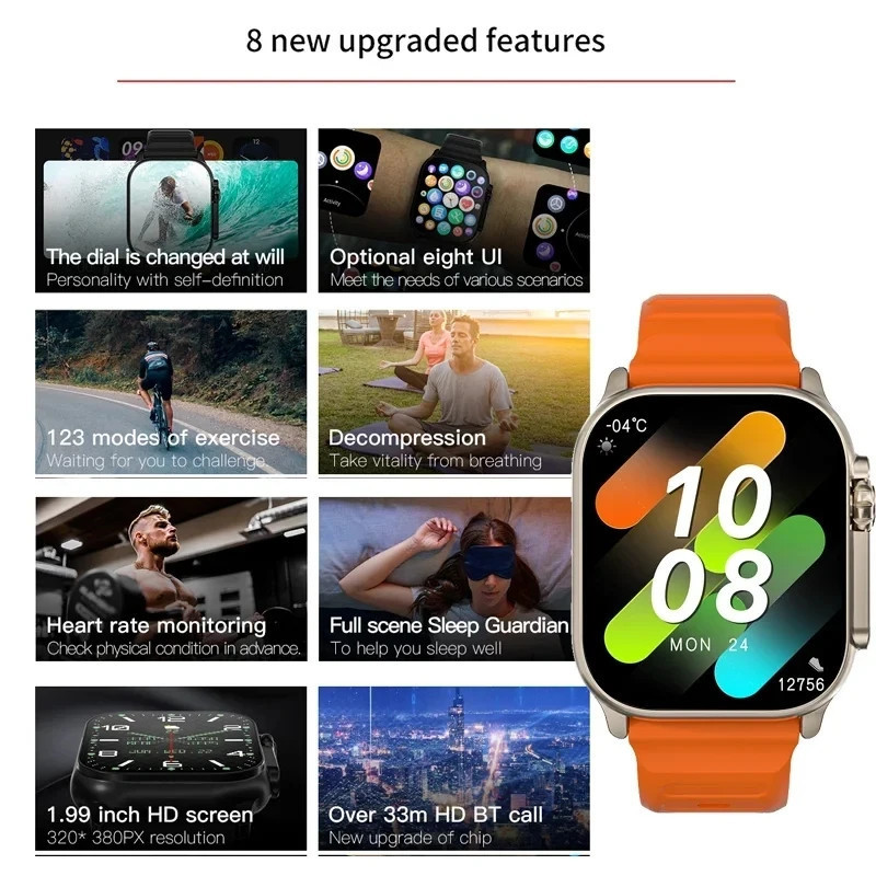 T900 Ultra 2 Đồng Hồ Thông Minh 49mm Gọi Bluetooth Màn Hình Lớn Thể Thao Nam Nữ