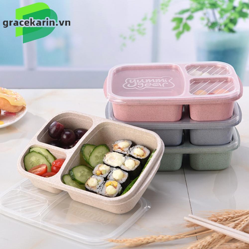 Microwave Bento Lunch Box Wheat Straw Picnic Food Fruit Container Storage Box