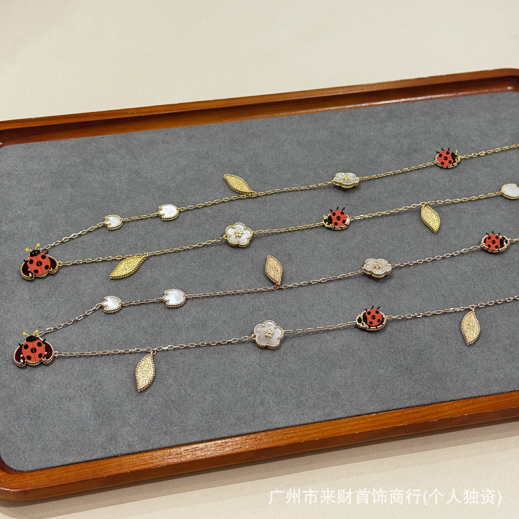 Ladybug necklace fashion plated18k Rose gold ladybug sweater chain