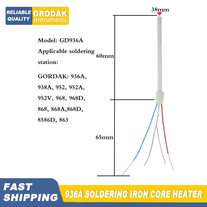 GRDAK 936A Máy sưởi lõi sắt hàn Bộ phận sưởi gốm 50W cho trạm 936A 952 952A 952D 952V 968D 863 868D 