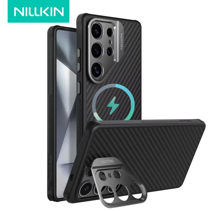 NILLKIN S25 Ultra Ốp Lưng Sợi Aramid Cho Magsafe Samsung Galaxy S25 Ultra Ốp Lưng Có Chân Đế Chống R