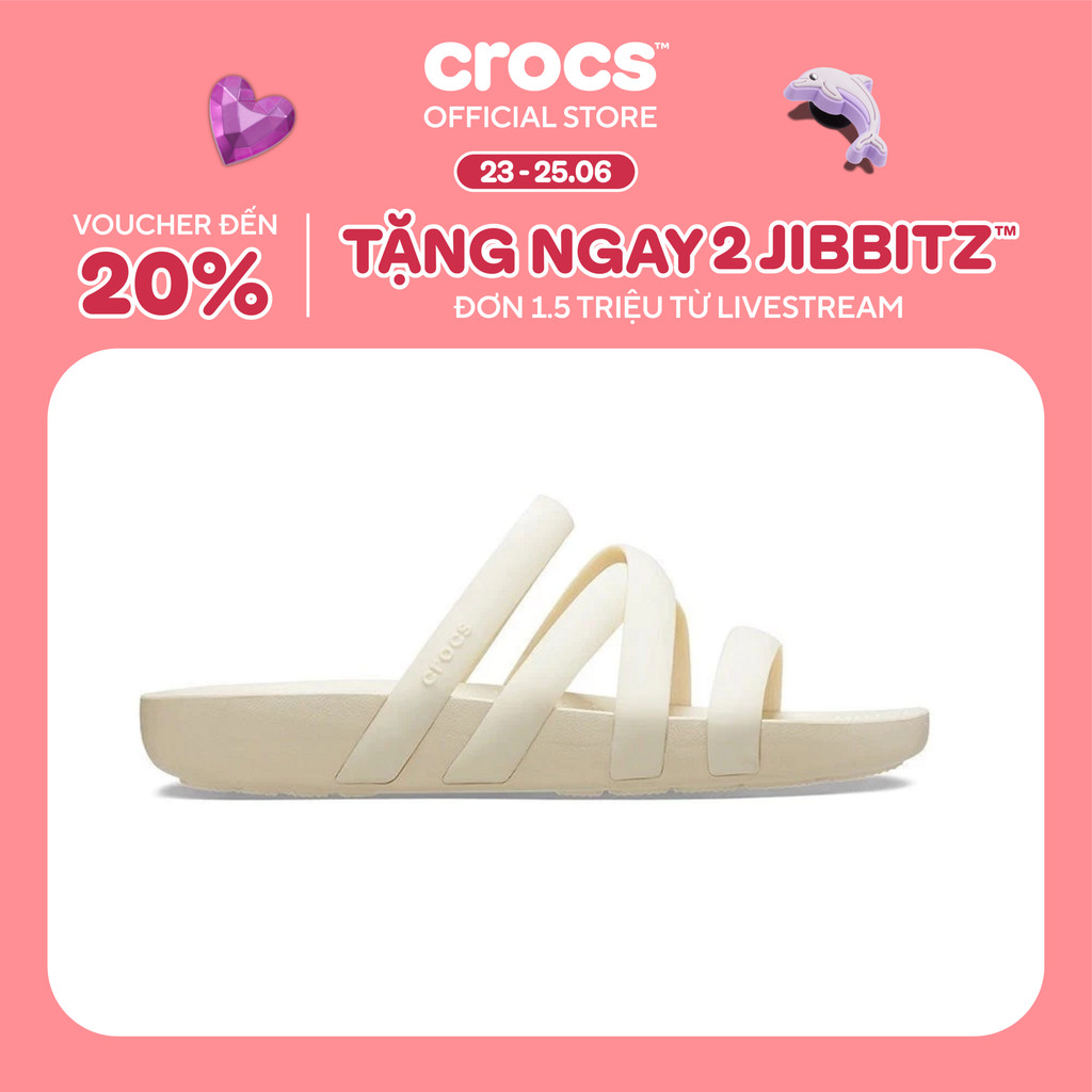 Dép Xăng Đan Nữ Crocs Splash Strappy - Bone - 208217-2Y2