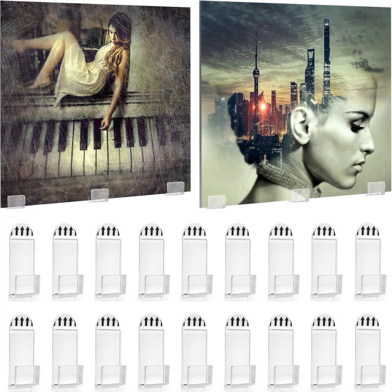 6 Chiếc Acrylic Ghi CD Treo Tường Hiển Thị Giá Treo Tường Album Treo Tường Vinyl Đen Poster Kệ Bảo Q