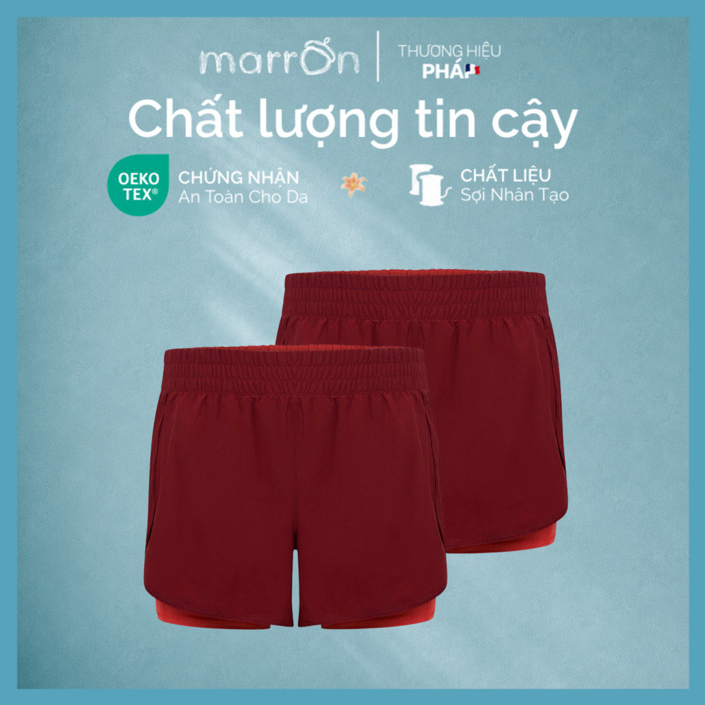 COMBO 02 Quần short thể thao nữ 2 lớp tập Gym Yoga Đi bộ, cạp chun co giãn, chuẩn OEKO-TEX | MARRON 