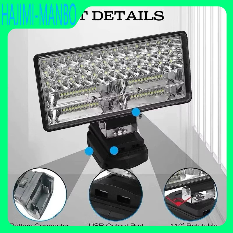 ✨✨Đèn pha LED dùng chân pin Makita, có 2 cổng USB, đèn pin led chiếu xa công suất lớn (Makita)