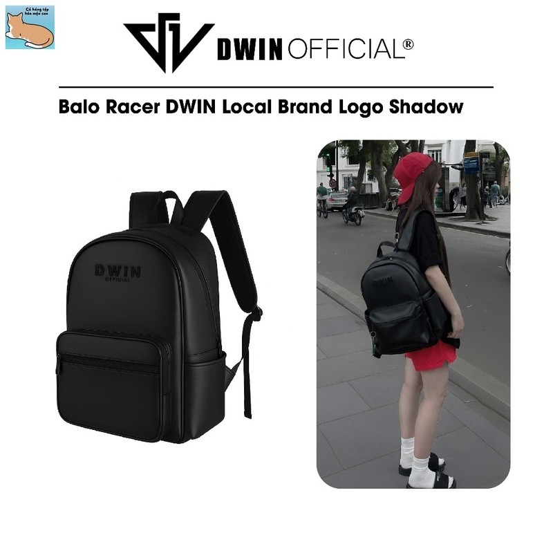 Balo da nam nữ thêu logo Dwin cặp đi học thời trang hàn quốc basic Racer