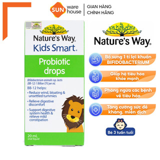 Men vi sinh nature's way kids smart drops probiotic dạng giọt bổ sung lợi khuẩn tăng cường miễn dịch cho bé 20ml