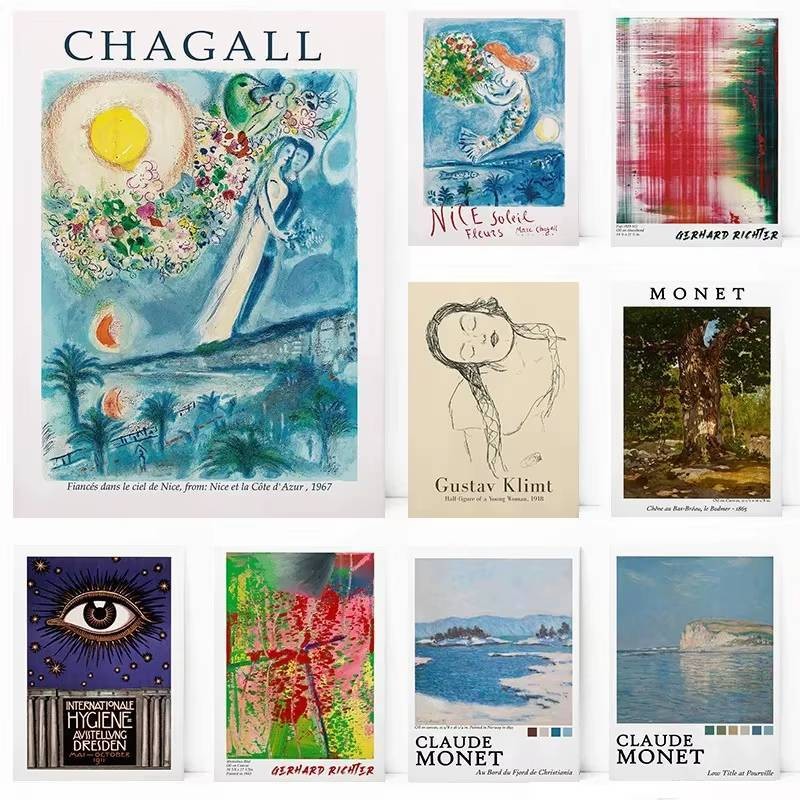 Trừu Tượng Claude Monet Marc Chagall Vintage Triển Lãm Nghệ Thuật Áp Phích In Hình Nghệ Thuật Treo Tường Hình Ảnh Tranh Canvas Phòng Khách Trang Trí Nhà