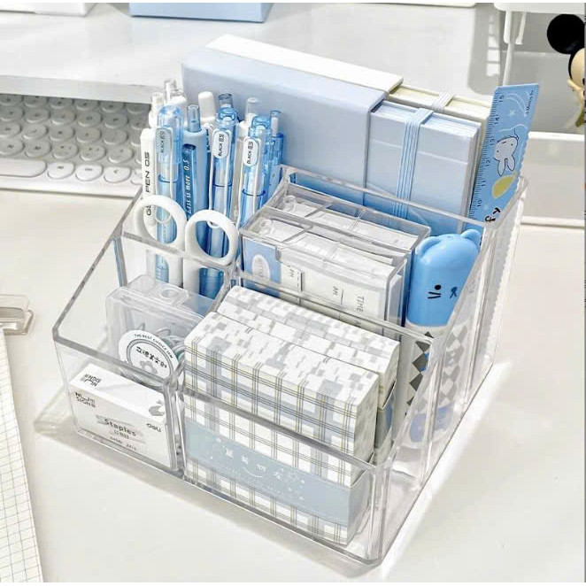 Kệ Đựng Đồ Trong Suốt Đa Năng Để Bàn Học, Bàn Làm Việc – Kệ Nhựa Acrylic Cao Cấp, hộp đựng bút để bà