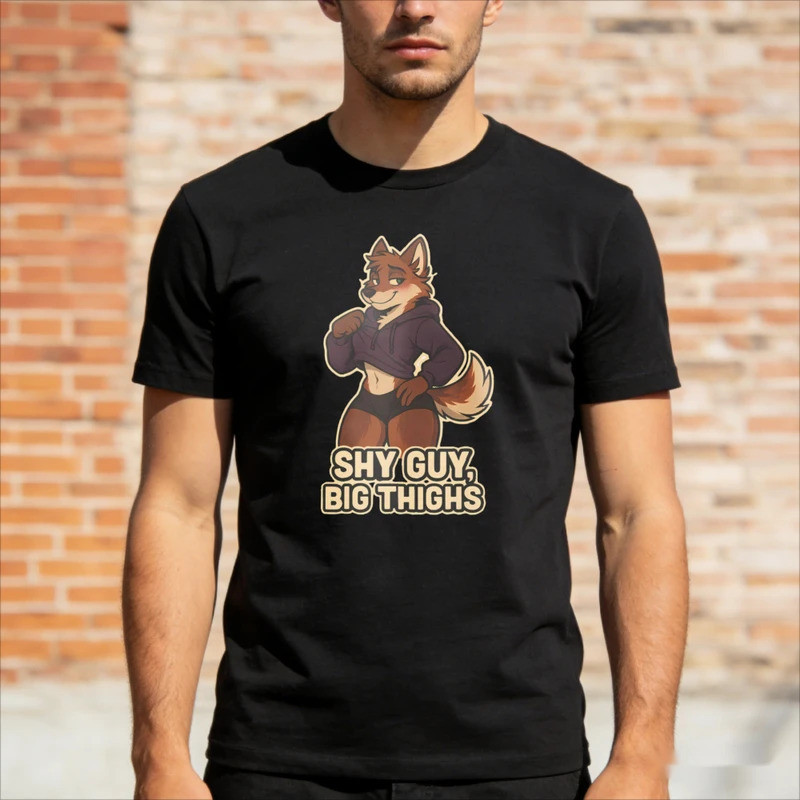 SHY GUY BIG DIGHTS Furry Fox Anthro Canine Femboy Áo thun in hình hoạt hình có Cosplay và nhập vai