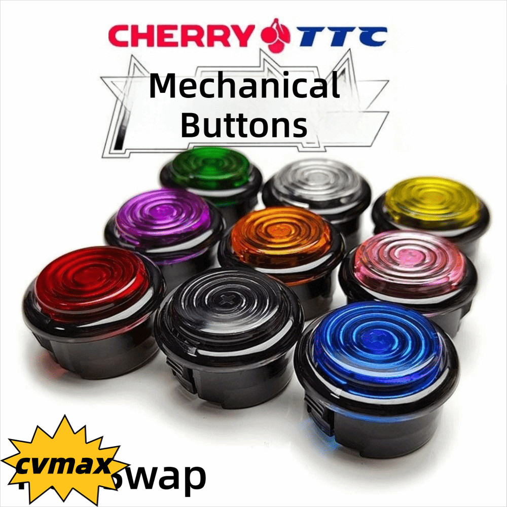 Nút Arcade HITBOX Cơ CYMX, Nút Arcade khung đen cắm nóng 2,8mm ST-M4, Nút điều khiển tương thích trụ