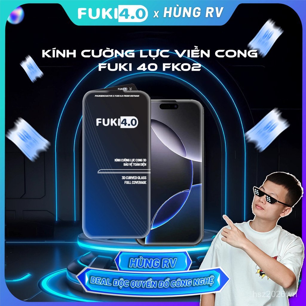 [FUKI 4.0 X Hung RV] Kính cường lực siêu cong cho iPhone FUKI40 FK02 ip 17 promax 16 promax 15 pro 1
