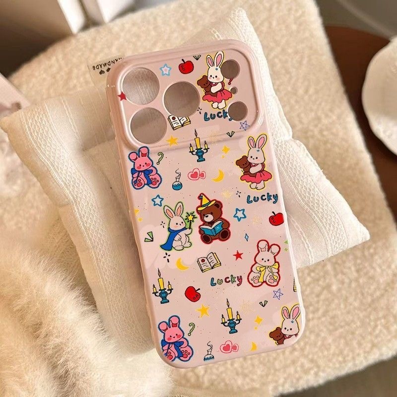 Ốp Bảo Vệ Họa Tiết Thỏ Và Gấu Nhỏ Cho iPhone 11 12 Pro Max 13 Pro 15 Pro Max 14 14 14 Pro Max 14 Pro