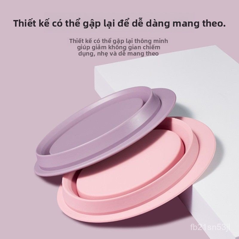 Bát giặt cọ trang điểm silicone gấp gọn Gecomo chính hãng khay vệ sinh bông mút phấn phủ làm sạch sâ
