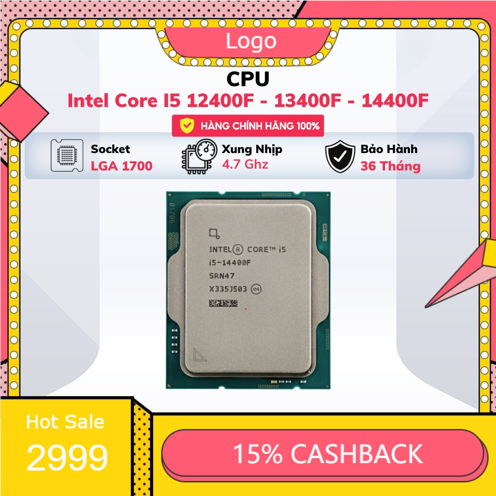 [Giá Tốt] Bộ Vi xử lý CPU Intel core i5 12400F | 13400F | 14400F |  Tray - BH 36 tháng