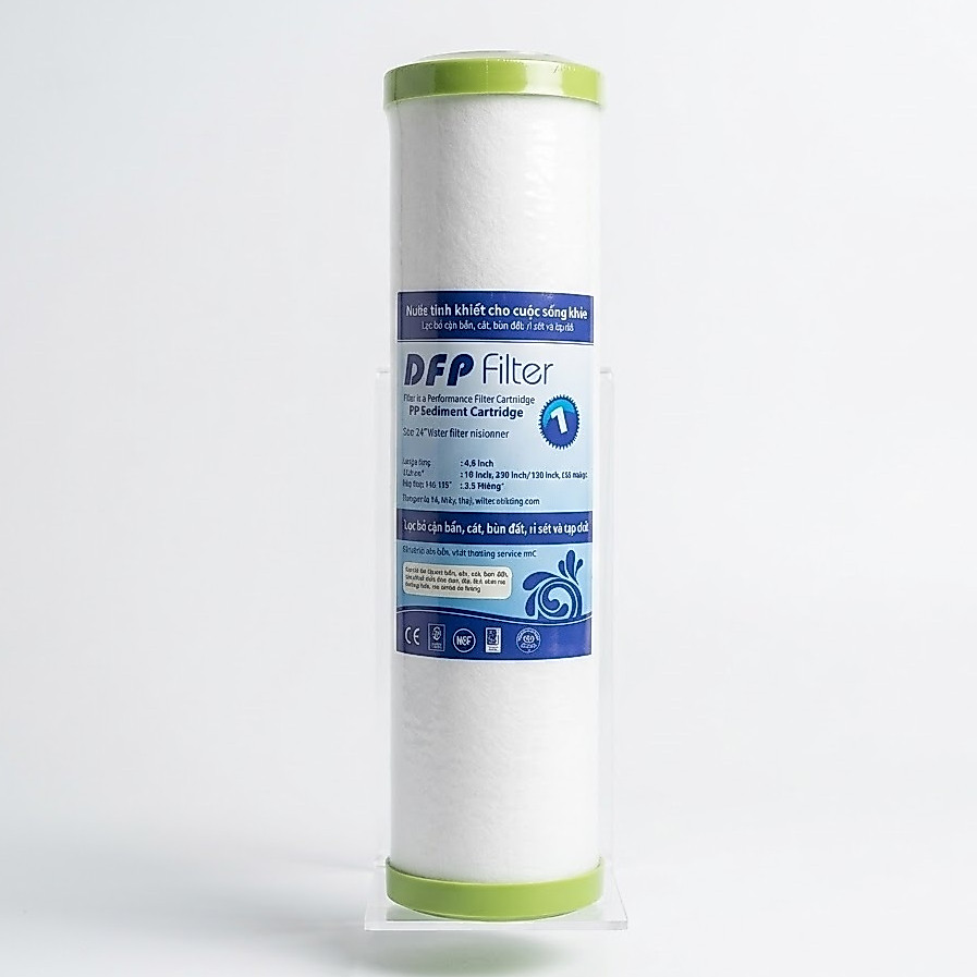Lõi Lọc Nước Số 1 Đầu Bịt 10 Inch, 5 Micron Đầu Bịt Giúp Lọc Cặn Bẩn, Bùn Đất Cho Máy RO