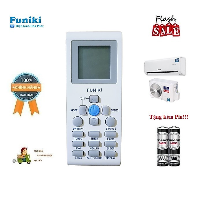 Remote Điều khiển điều hòa Funiki-4 HÀNG CHÍNH HÃNG theo máy mới 100% Tặng kèm Pin!!!