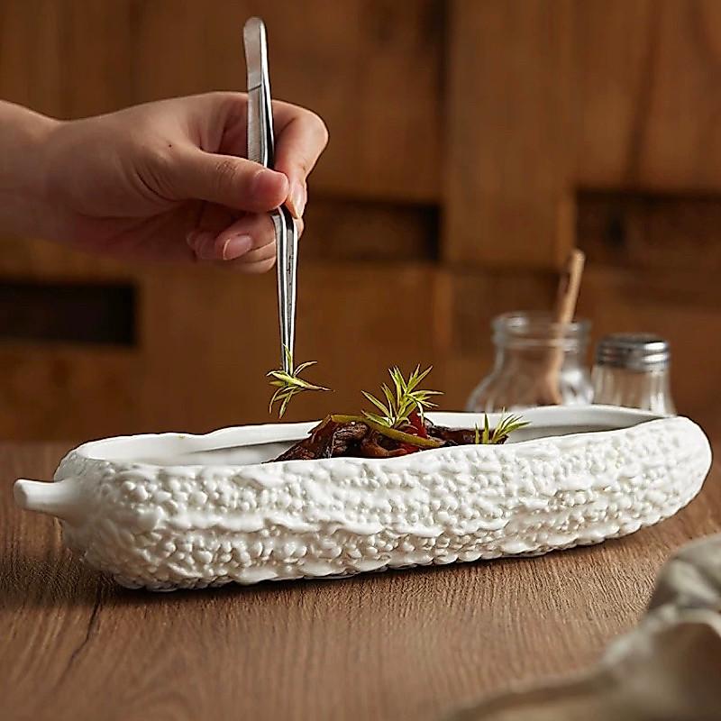 Đĩa sứ Mướp Đắng cao cấp | Bitter Melon Long Plate