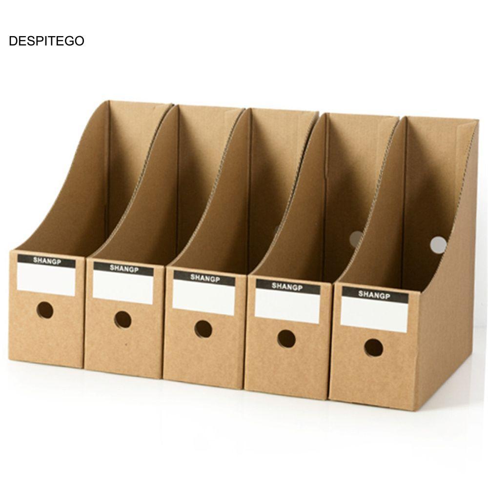 DESPITEGO File Holder Letter Kraft Paper Magazine Bookend Office Folding Desktop Organizer