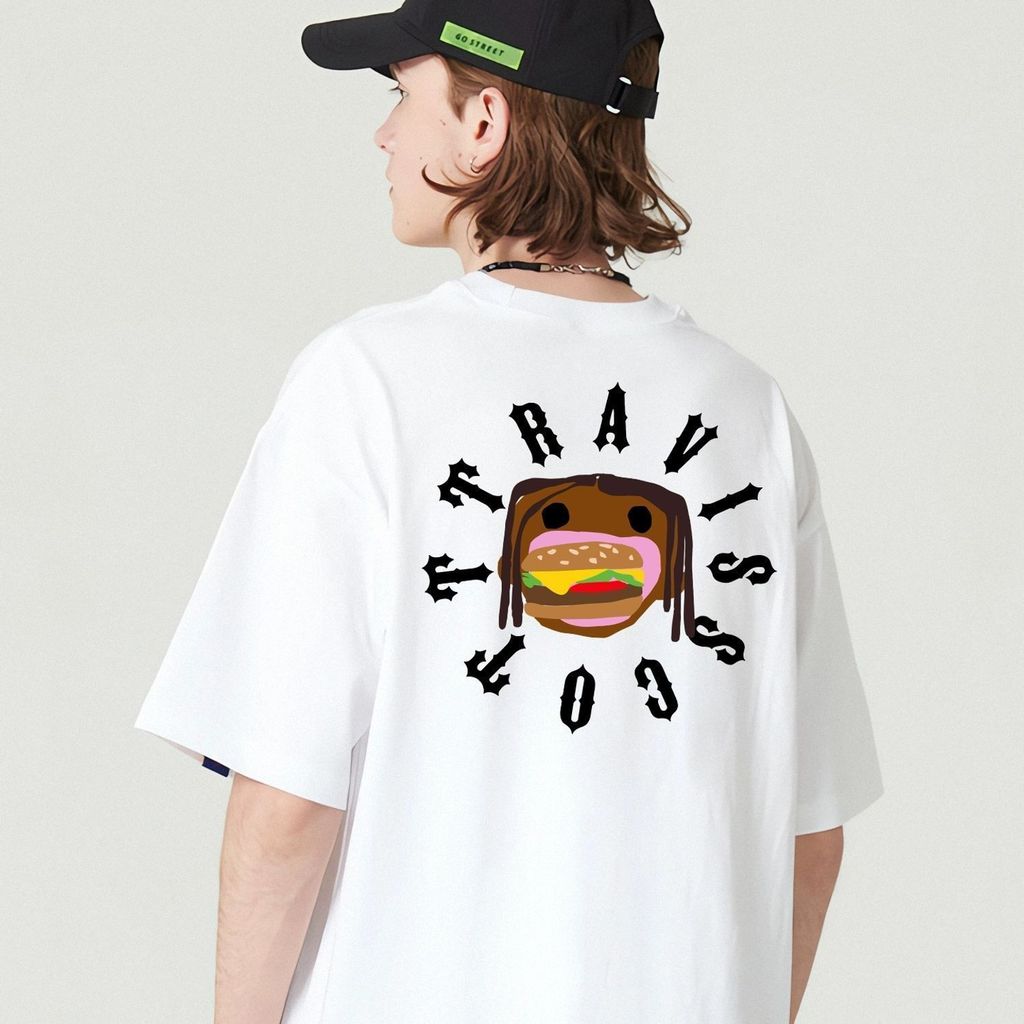 Ready Straw Travis Scott Travis Scott Concert Merchandise Áo thun Burger Áo thun ngắn tay