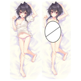 Anime Mèo Đen Tai Bé Gái Dakimakura Vỏ Gối 2 Chiều Tricot Hai Mặt In Toàn Thân Ôm Gối