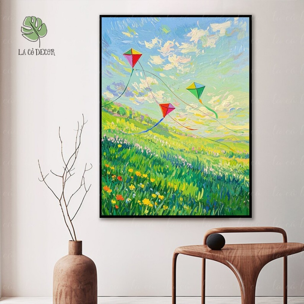 Tranh in canvas Cánh Diều Tuổi Thơ treo trang trí decor nhà