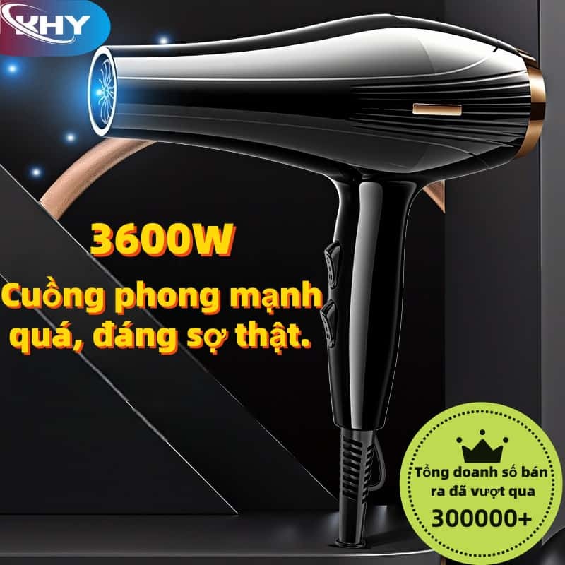 Máy Sấy Tóc KHY 3600W Gió Mạnh, Sấy Nhanh Chuẩn Salon, Công Suất Lớn, Chính Hãng, Bảo Hành 24 Tháng