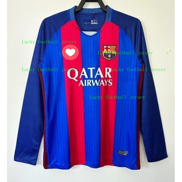 Áo bóng đá nam Barcelona dài tay sân nhà retro năm 2016/17 với hình MESSI và NEYMAR JR