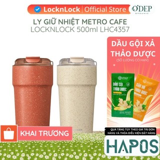  Bình giữ nhiệt LocknLock 500ml phủ sứ Hàng chính hãng nắp lật dễ sử dụng Metro Cafe Tumbler LHC4357 - HAPOS HEL 