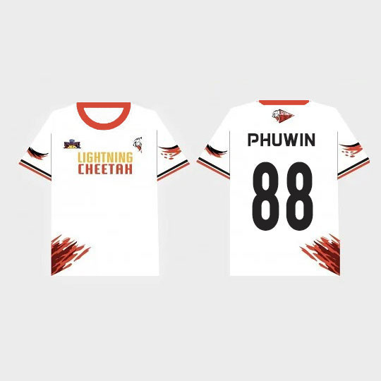 LIGHTNING CHEETAH JERSEY Trắng Cổ Tròn Tay Ngắn Thành Viên Đội Jersey Thời Trang, Thoải Mái Và Đa Nă