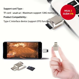 Đầu Đọc Thẻ Nhớ Mini USB C OTG Bề Mặt Kim Loại Mịn Di Động TFOTG Cho Điện Thoại Laptop
