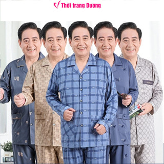 ( Bộ PYJAMA CAO CẤP ) Bộ pyjama dài tay nam trung tuổi cho Bố dài tay vải cotton mềm mại thoáng mát dành trung tuổi