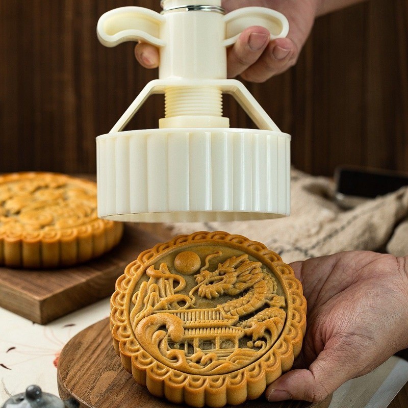 300g Khuôn Bánh Trung Thu Bấm Tay Hộ Gia Đình DIY Loại Báo Chí Phát Hành Khuôn Trung Thu Bánh Ngọt L